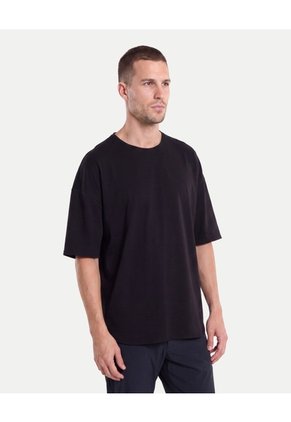 Camiseta Boxy Plush Manga Corta  Para Hombre Negro Atmos