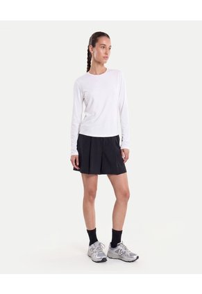 Camiseta Manga Larga Cuello Bonding Para Mujer Blanco Atmos
