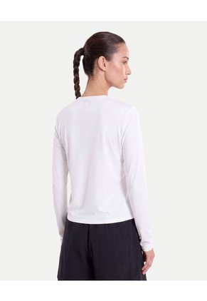 Camiseta Manga Larga Cuello Bonding Para Mujer Blanco Atmos