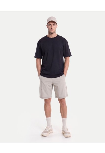 Camiseta Básica Manga Corta Oversize  Para Hombre Negro Atmos