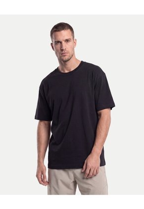 Camiseta Básica Manga Corta Oversize  Para Hombre Negro Atmos