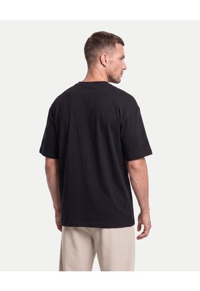Camiseta Básica Manga Corta Oversize  Para Hombre Negro Atmos