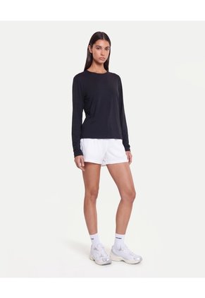 Camiseta Manga Larga Cuello Bonding Para Mujer Negro Atmos