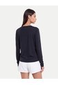 Camiseta Manga Larga Cuello Bonding  Para Mujer Negro Atmos de Atmos