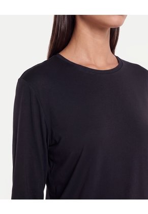 Camiseta Manga Larga Cuello Bonding Para Mujer Negro Atmos