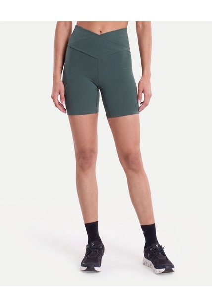 Short Biker Pretina Cruzada Aerius Skin  Para Mujer Verde Atmos