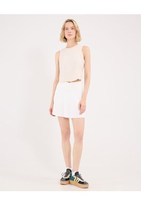 Camiseta Boxy Manga Sisa Corte Espalda  Para Mujer Beige Atmos