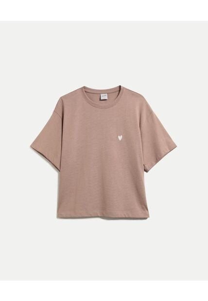 Camiseta Para Mujer Manga Corta Cuello Redondo Color Café Marca Atmos #31090338