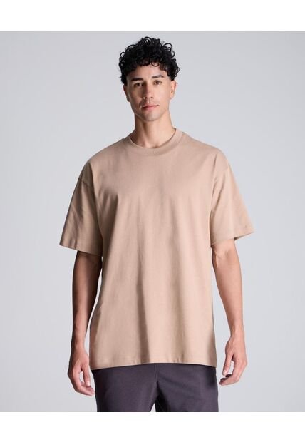 Camiseta Básica Manca Corta Oversize  Para Hombre Camel Atmos