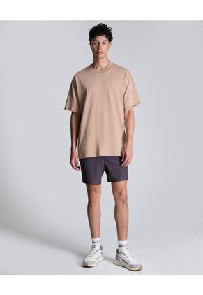 Camiseta Básica Manca Corta Oversize  Para Hombre Camel Atmos