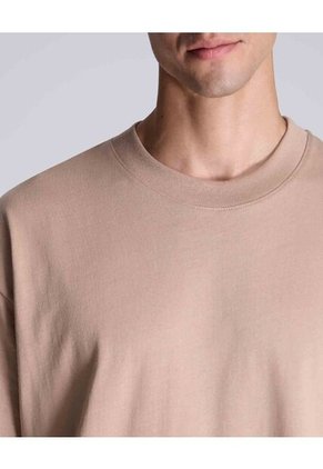 Camiseta Básica Manca Corta Oversize  Para Hombre Camel Atmos