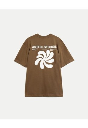 Camiseta Para Hombre Manga Corta Cuello Redondo Color Café Marca Atmos #32090289