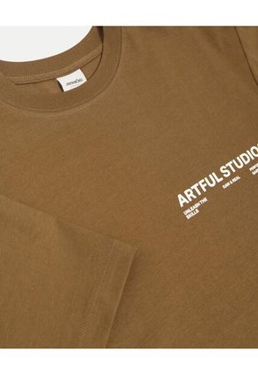 Camiseta Para Hombre Manga Corta Cuello Redondo Color Café Marca Atmos #32090289