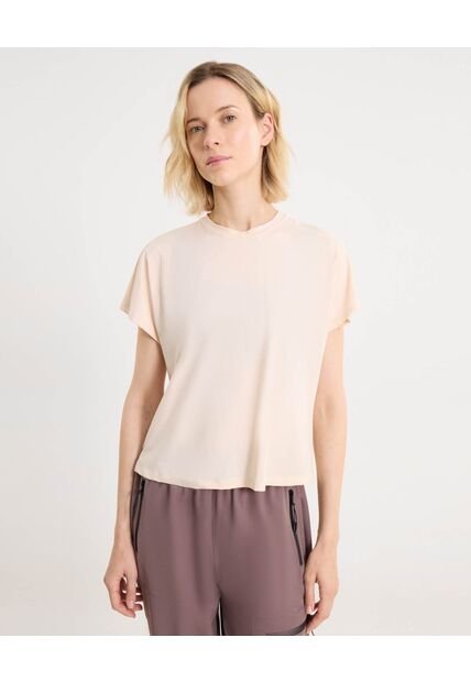 Camiseta Manga Corta Boxy  Para Mujer Crema Atmos