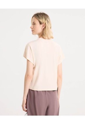 Camiseta Manga Corta Boxy  Para Mujer Crema Atmos