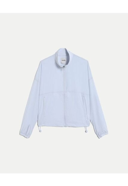 Chaqueta Rompevientos Con Elástico En Inferior  Para Mujer Gris Atmos