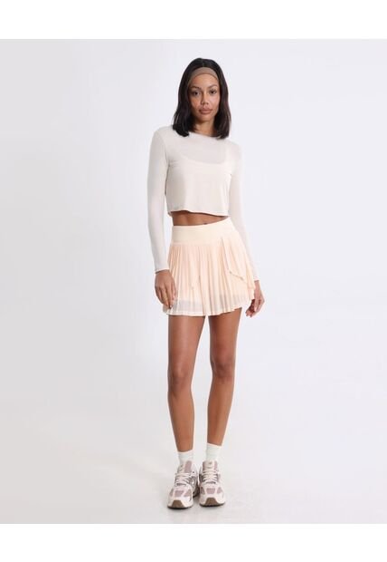 Camiseta Manga Larga Con Bonding  Para Mujer Beige Atmos