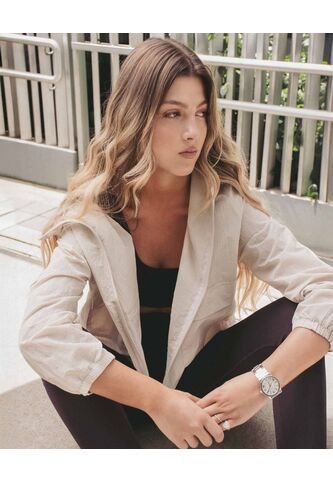 Chaqueta Rompevientos Con Capota Y Bolsillos  Para Mujer Mocca Atmos Atmos