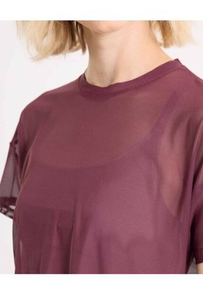 Camiseta Manga Corta En Mesh  Para Mujer Vino Atmos