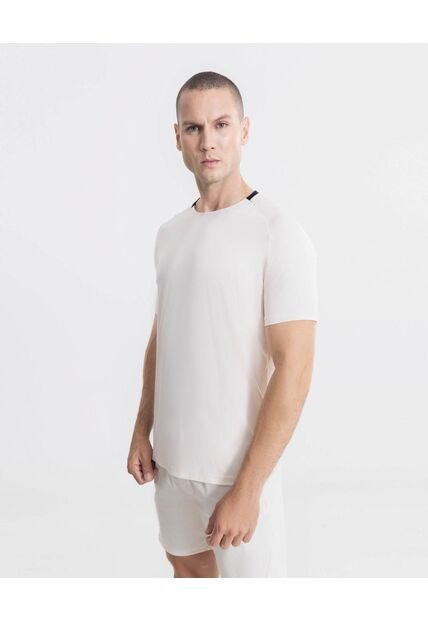 Camiseta Manga Corta Con Diseño Reflectivo  Para Hombre Crema Atmos