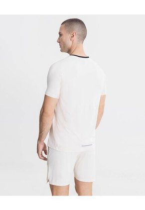 Camiseta Manga Corta Con Diseño Reflectivo  Para Hombre Crema Atmos