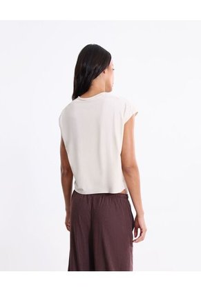 Camiseta Manga Corta Ranglan  Para Mujer Beige Atmos
