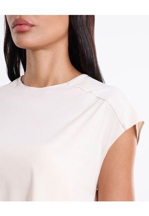 Camiseta Manga Corta Ranglan  Para Mujer Beige Atmos