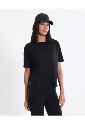 Camiseta Oversize Básica  Para Mujer Negro Atmos