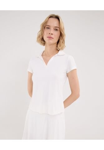 Polo Para Mujer Manga Corta Color Marfil Marca Atmos #31110010 Atmos