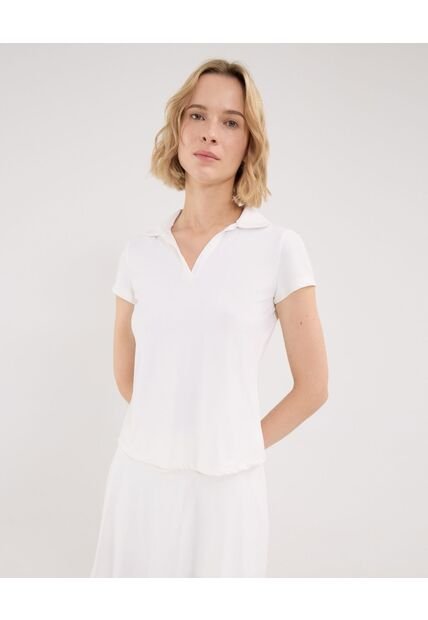 Polo Para Mujer Manga Corta Color Marfil Marca Atmos #31110010