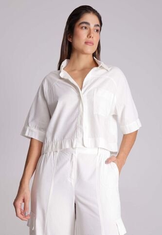 Camisa Para Mujer Manga Corta Color Crema Marca Atmos #31010007 Atmos