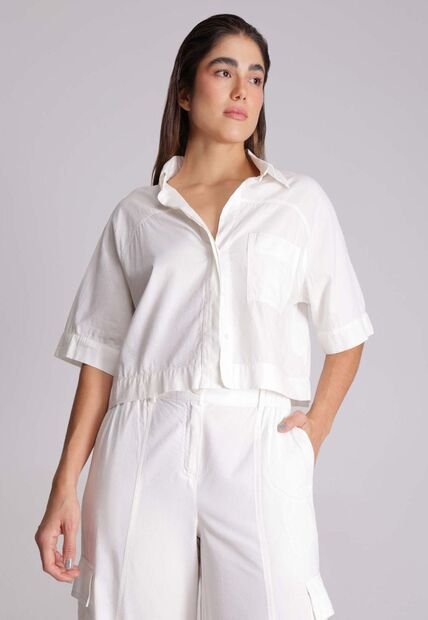 Camisa Para Mujer Manga Corta Color Crema Marca Atmos #31010007