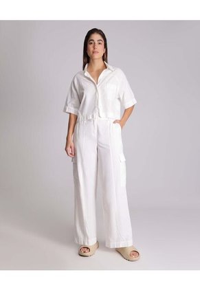 Camisa Para Mujer Manga Corta Color Crema Marca Atmos #31010007