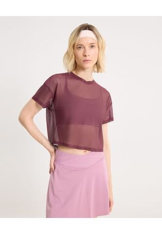 Camiseta Para Mujer Manga Corta Cuello Redondo Color Vino Marca Atmos #31090313 Atmos