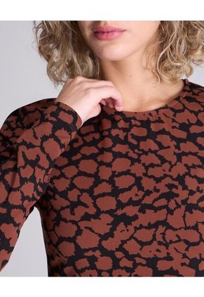 Crop Top Para Mujer Manga Larga Color Café  Marca Atmos #31090185