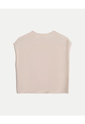 Camiseta  Para Mujer Manga Corta Cuello Redondo Color Beige Marca Atmos #31090342