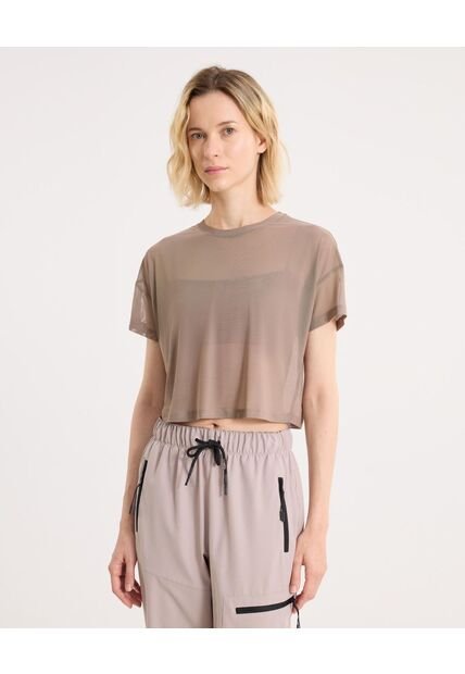 Camiseta Para Mujer Manga Corta Cuello Redondo Color Café Marca Atmos #31090328