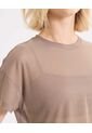 Camiseta Manga Corta En Mesh  Para Mujer Café Atmos de Atmos