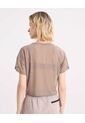 Camiseta Manga Corta En Mesh  Para Mujer Café Atmos de Atmos