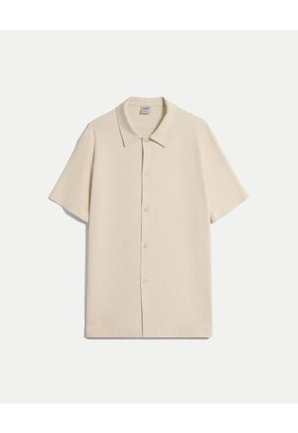 Camisa  Para Hombre Sobrecamisa Manga Corta Color Beige Marca Atmos #32010003