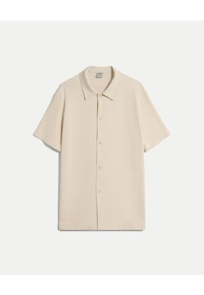 Camisa  Para Hombre Sobrecamisa Manga Corta Color Beige Marca Atmos #32010003