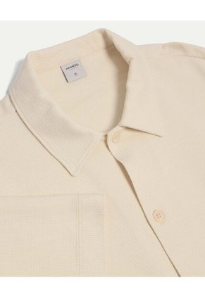 Camisa  Para Hombre Sobrecamisa Manga Corta Color Beige Marca Atmos #32010003