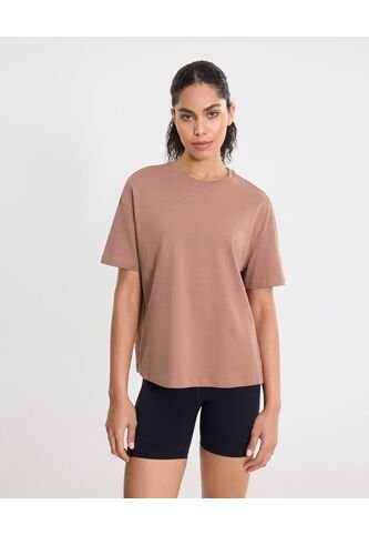 Camiseta  Para Mujer Manga Corta Cuello Redondo Color Café Marca Atmos #31090323 Atmos