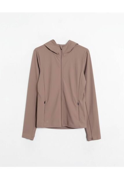 Chaqueta Deportiva Hoodie Básica  Para Mujer Café Atmos