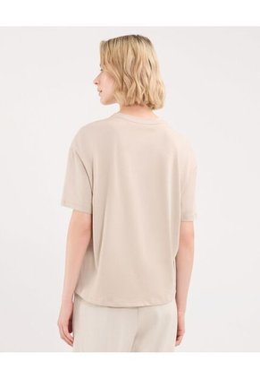 Camiseta Para Mujer Manga Corta Cuello Redondo Color Beige Marca Atmos #31090265