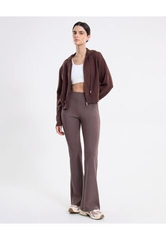 Saco Hoodie Full Zipper Tejido  Para Mujer Café Atmos Atmos
