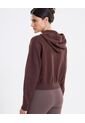 Saco Hoodie Full Zipper Tejido  Para Mujer Café Atmos de Atmos