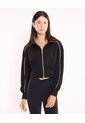 Buzo Full Zipper Piping Plush  Para Mujer Negro Atmos de Atmos