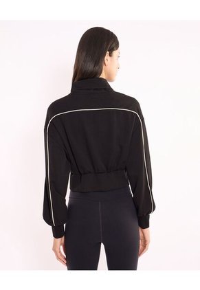 Buzo Full Zipper Piping Plush  Para Mujer Negro Atmos