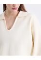 Saco Tejido Cuello V Estructurado  Para Mujer Crema Atmos de Atmos